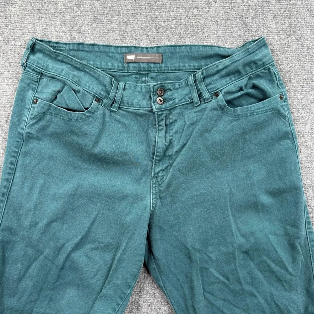Levi's Pants Size 32W x 30L (16M) Teal Mid‎ Rise Skinny Flap Pocket Flaw Women's